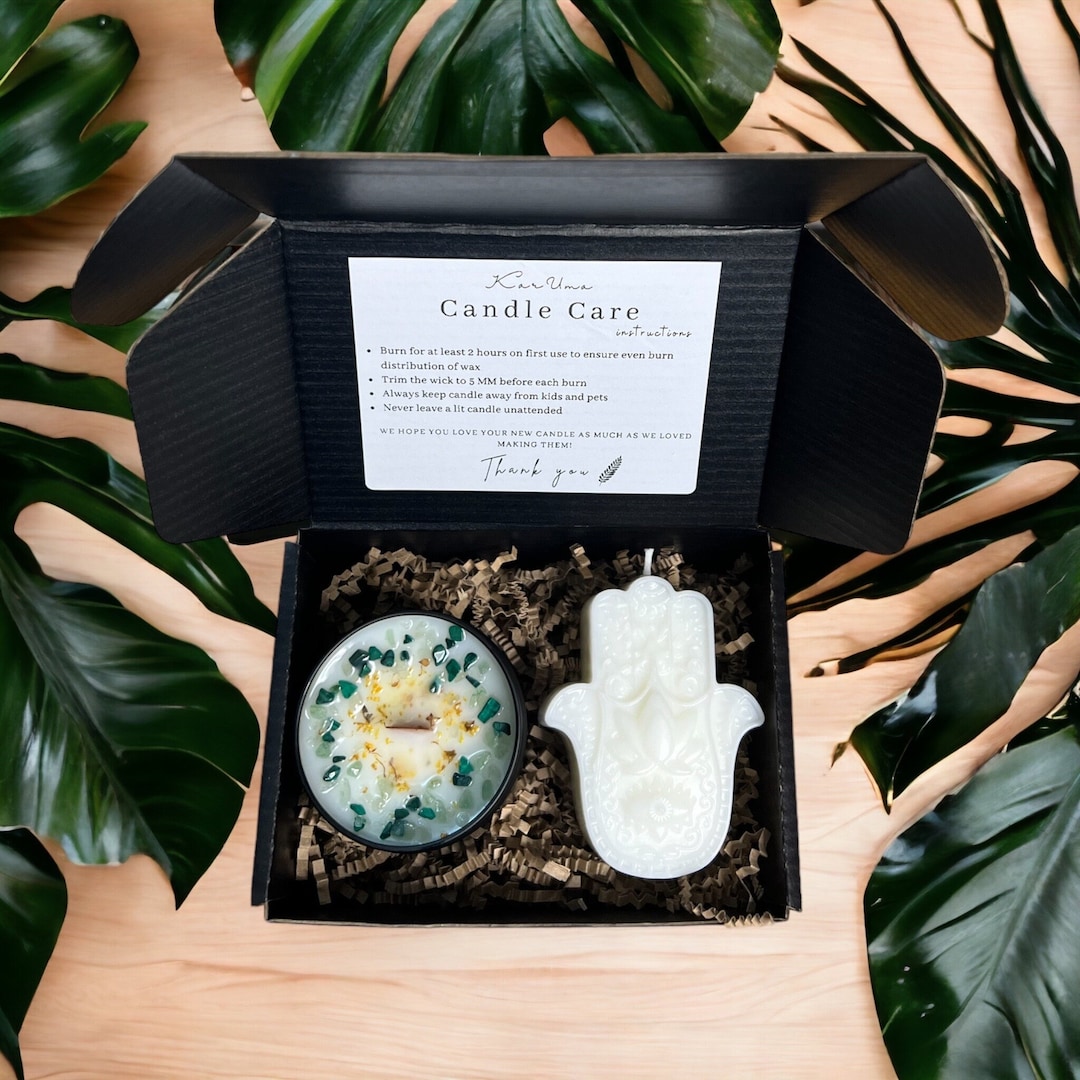 Soy Candle Gift Box With Hamsa Hand Candle Birthday Gift Good Luck