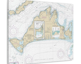Martha's Vineyard & Nantucket Sound Canvas Nautical Map
