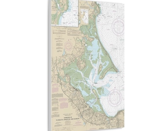 Plymouth, MA & Duxbury, MA Nautical Map with White Sides