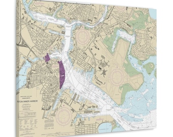 Boston Harbor Canvas Nautical Chart - Boston, Charlestown & Winthrop, MA