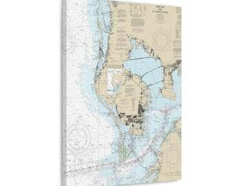 Tampa Bay Canvas Nautical Map - Tampa, Clearwater & St. Petersburg, FL