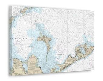 Montauk & the Hamptons, NY Canvas Nautical Map