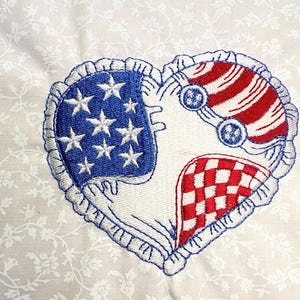 Machine Emboidered Quilt Block, Fun 4th of July RED WHITE and BLUE, Set of 10 Designs