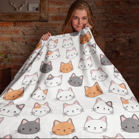 Cute Cat Blanket Kitten Throw Blanket Feline Lover Blanket Cozy