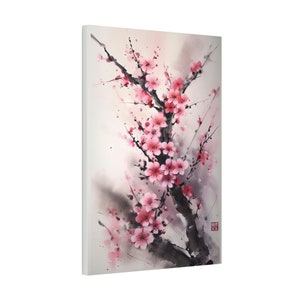 Cherry Blossoms Branch in the Spring Japan Landscape Art Print Painting Wall Canvas Decor