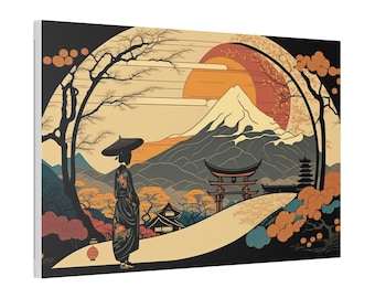 Japanese Landscape Fusion Art Print Painting Wall Canvas Decor