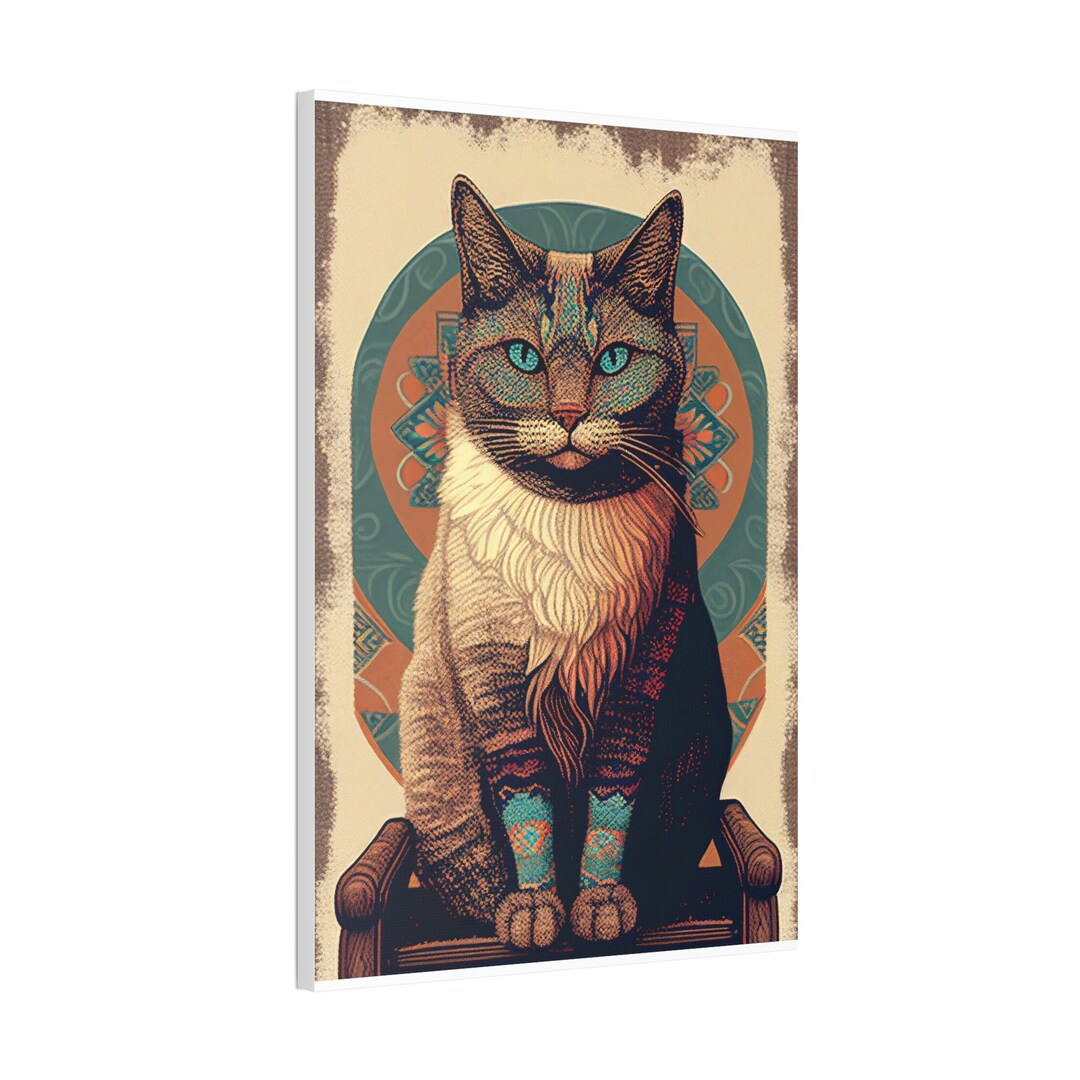 Boho Mid Century Cat Abstract Art Print Painting Wall Canvas Decor - Etsy