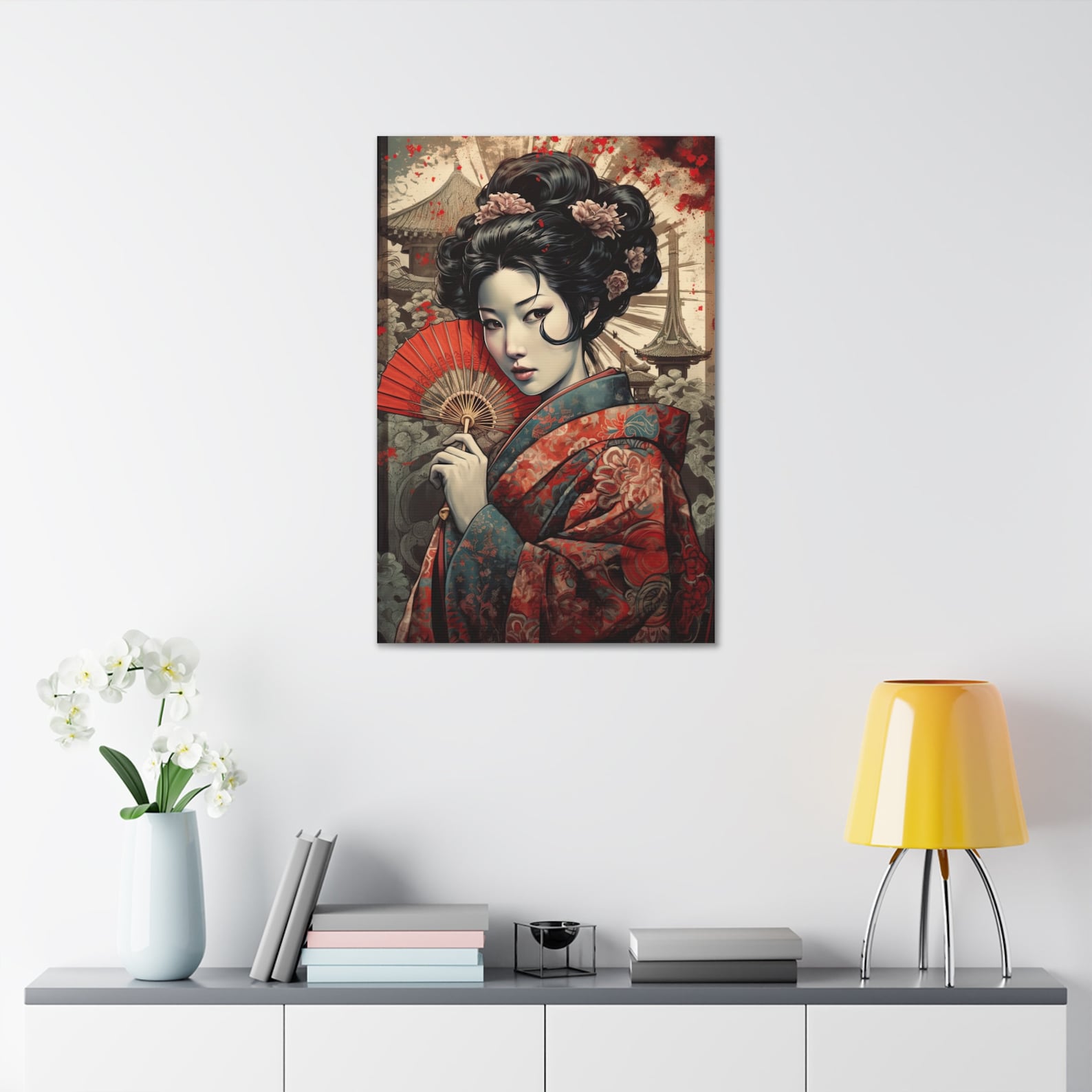 Stunning Japanese Geisha Art Print Painting Wall Canvas Decor - Etsy