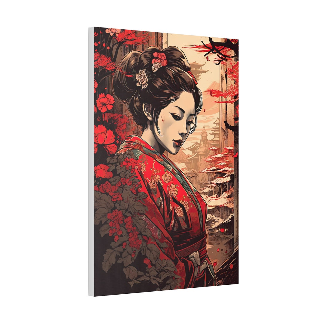 Stunning Japanese Geisha Art Print Painting Wall Canvas Decor - Etsy
