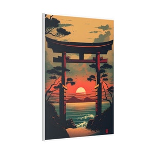 Japanese Torii Gate Japan Landscape Art Print Painting Wall Canvas Decor
