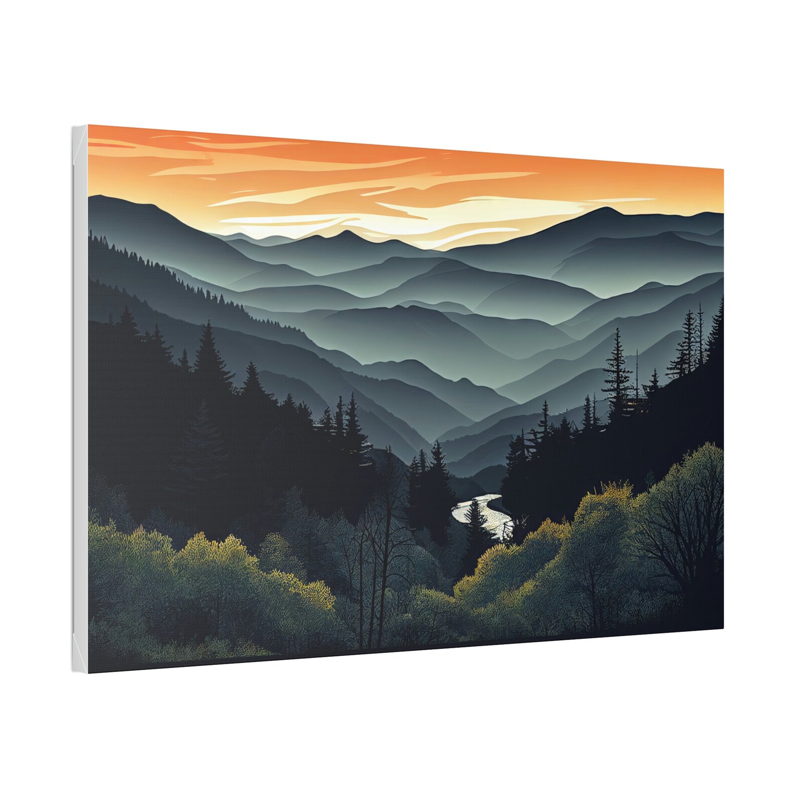 Great Smoky Mountains National Park Abstract Art Print Painting Wall