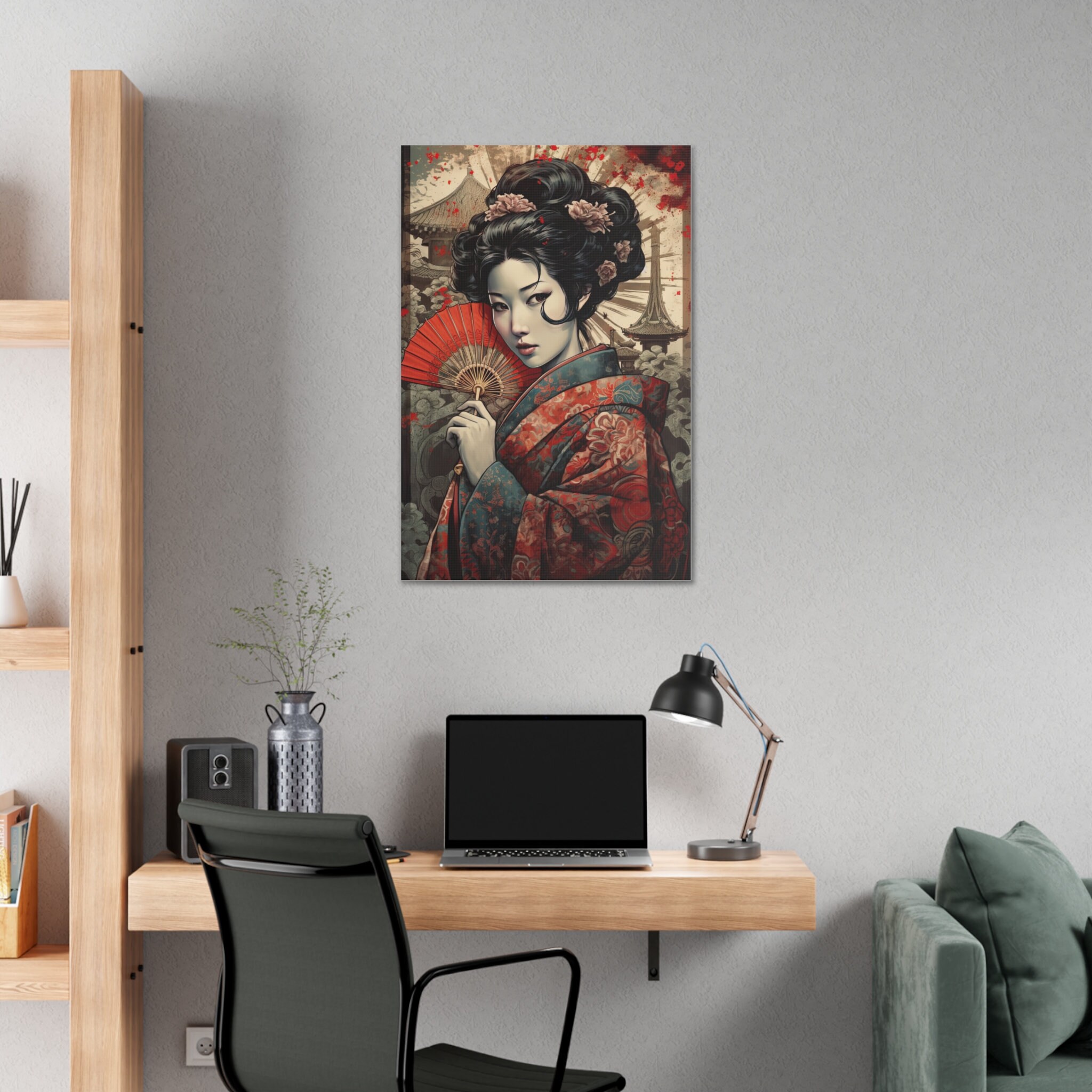 Stunning Japanese Geisha Art Print Painting Wall Canvas Decor - Etsy