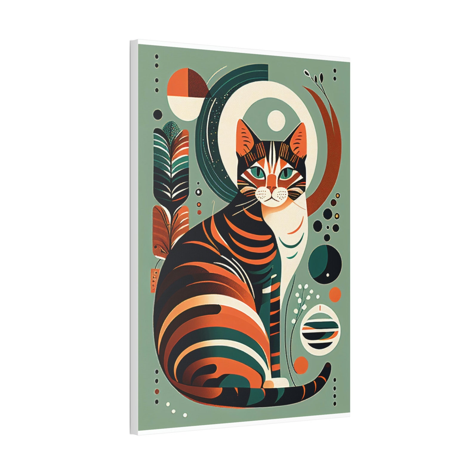 Boho Mid Century Cat Abstract Art Print Painting Wall Canvas Decor - Etsy