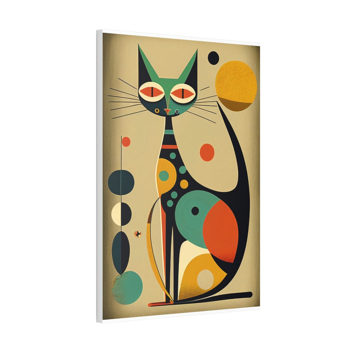 Mid Century Cat Abstract Art Print Painting Wall Canvas Decor - Etsy