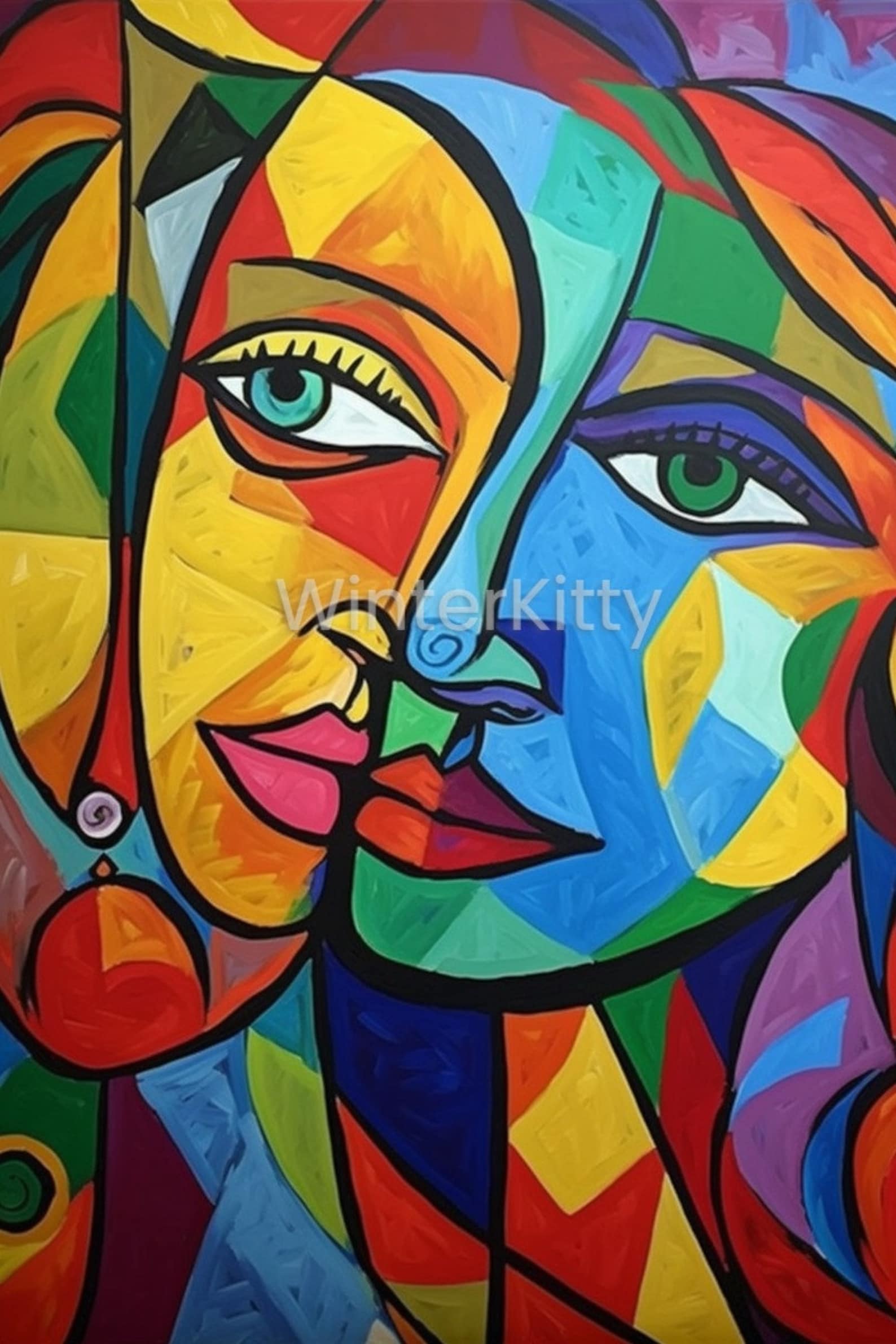 Picasso Style Abstract Cubism Art Print | Modern Wall Decor | DIGITAL ...