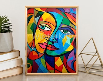 Picasso Style Abstract Cubism Art Print | Modern Wall Decor | DIGITAL DOWNLOAD