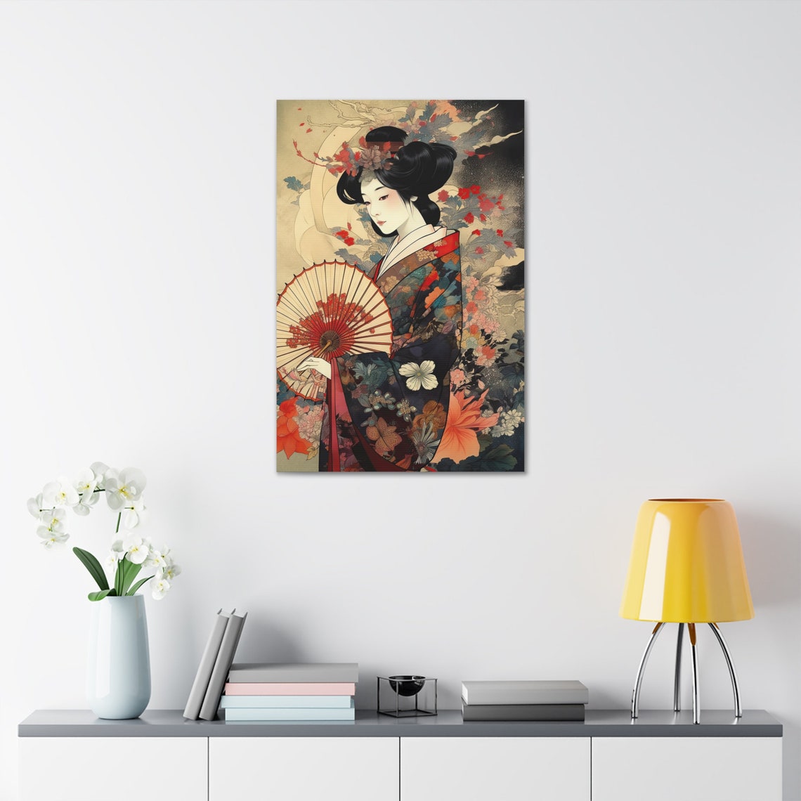 Stunning Japanese Geisha Art Print Painting Wall Canvas Decor - Etsy