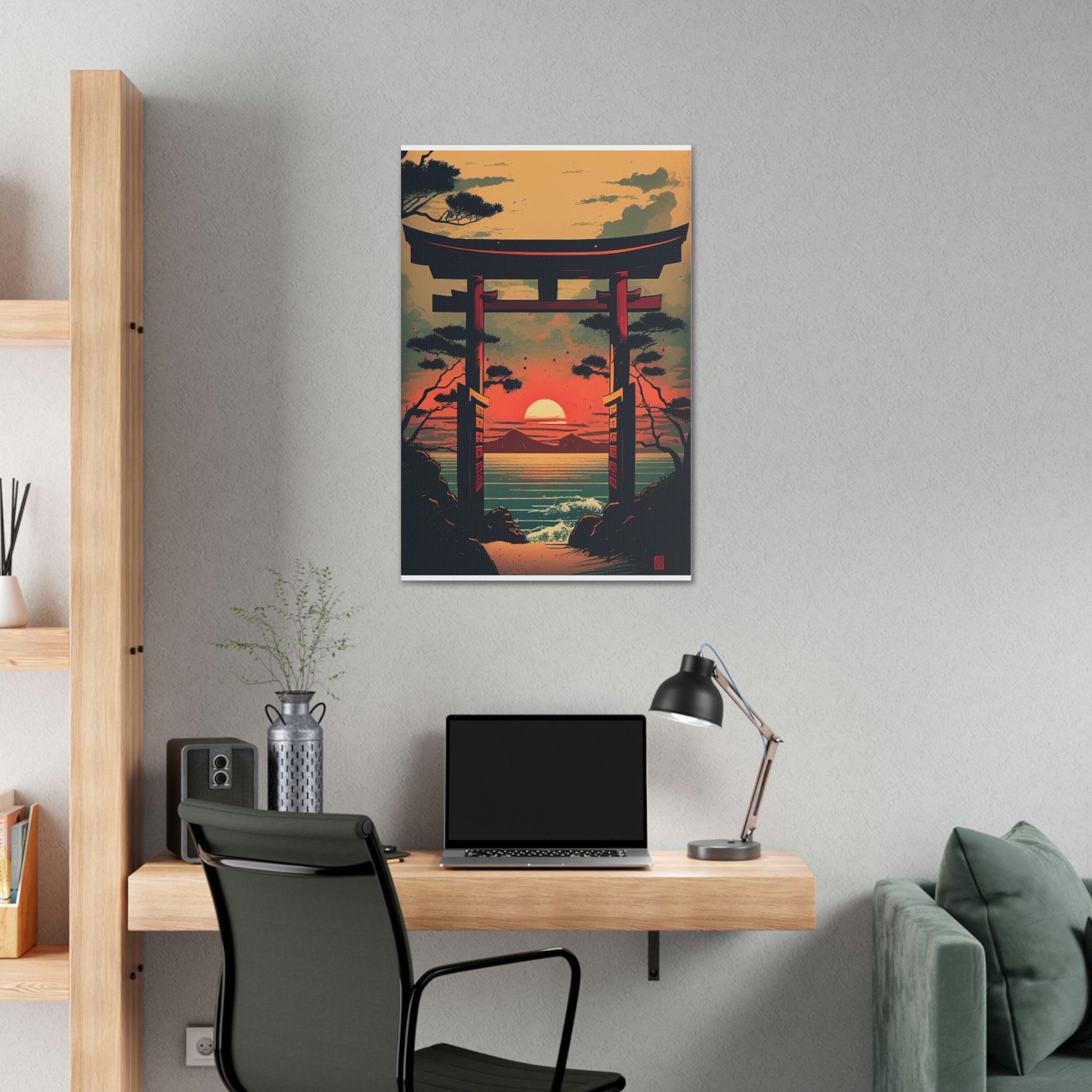Japanese Torii Gate Japan Landscape Art Print Painting Wall Canvas ...