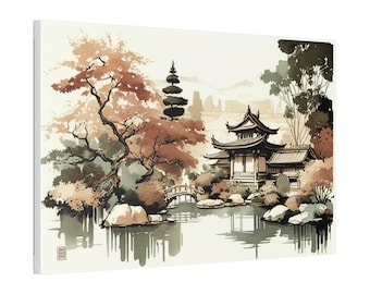 Japanese Zen Garden Landscape Canvas Art Print Wall Decor