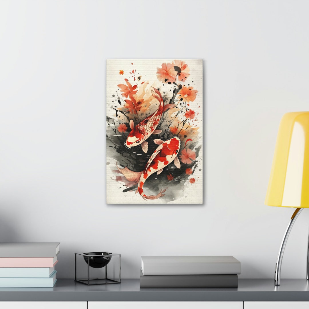 Japanese Koi Fish Art Print Painting Wall Canvas Decor - Etsy