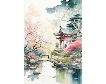 Japanese Zen Garden Landscape Canvas Art Print Wall Decor
