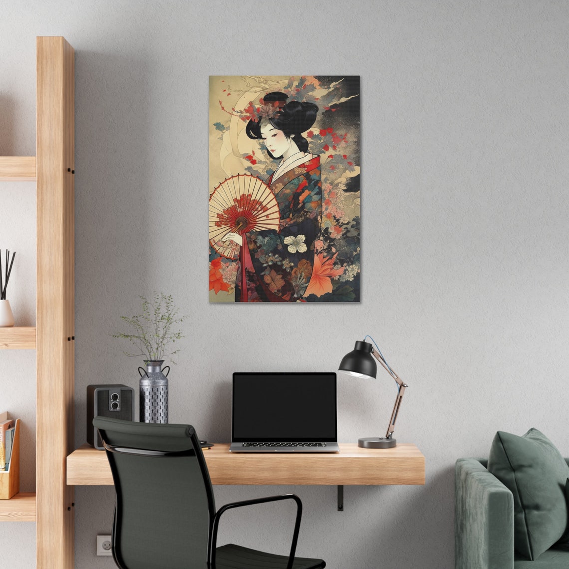Stunning Japanese Geisha Art Print Painting Wall Canvas Decor - Etsy