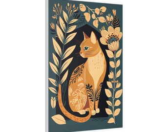 Boho Mid Century Cat Abstract Art Print Painting Wall Canvas Decor - Etsy