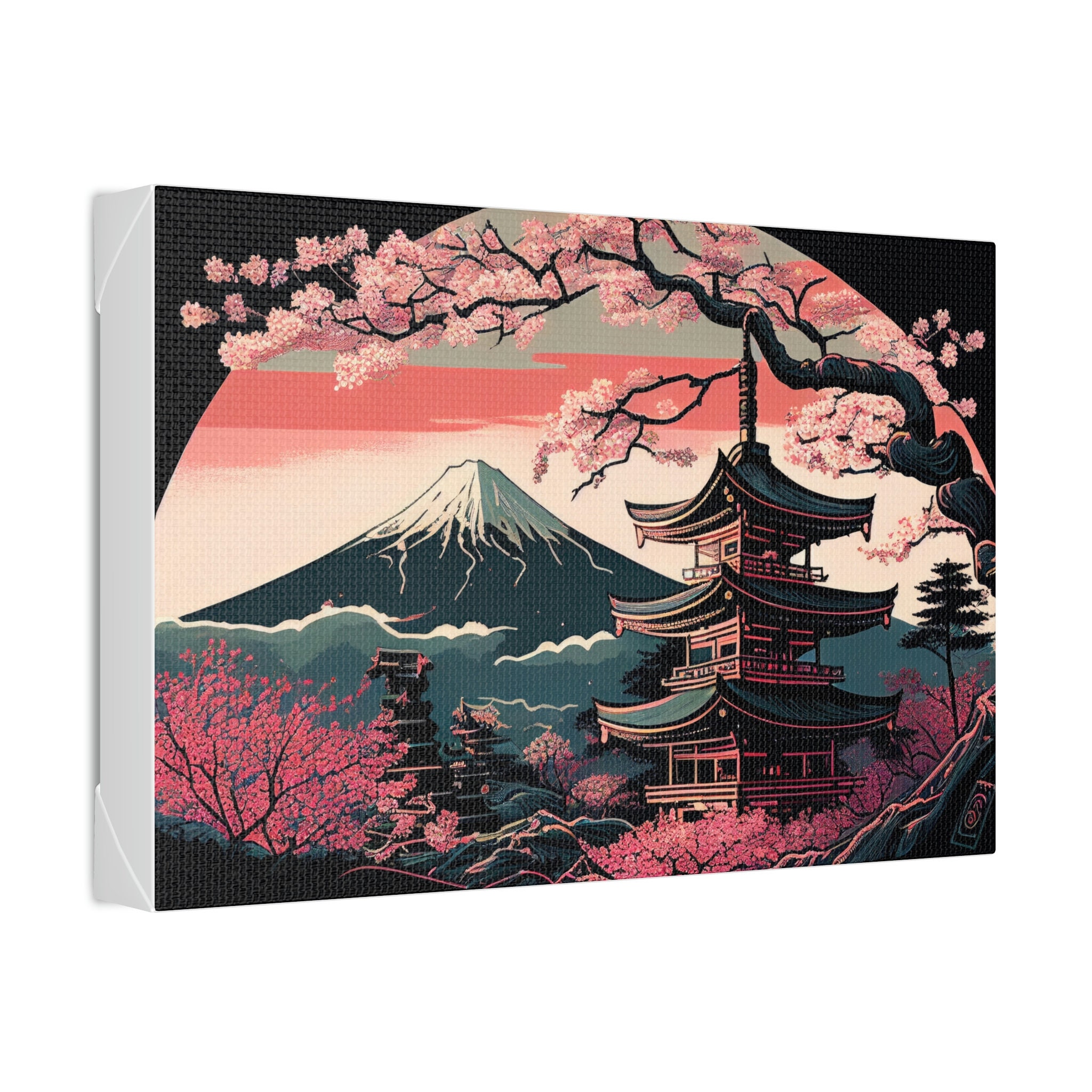 Japanese Pagoda With Colorful Cherry Blossoms Japan