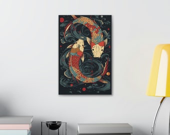 Japanese Koi Fish Art Print Painting Wall Canvas Decor