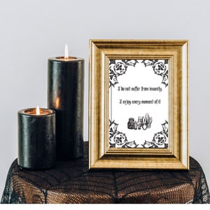 Insanity classic gothic quote print, vintage style poster, black and white artwork downloadable