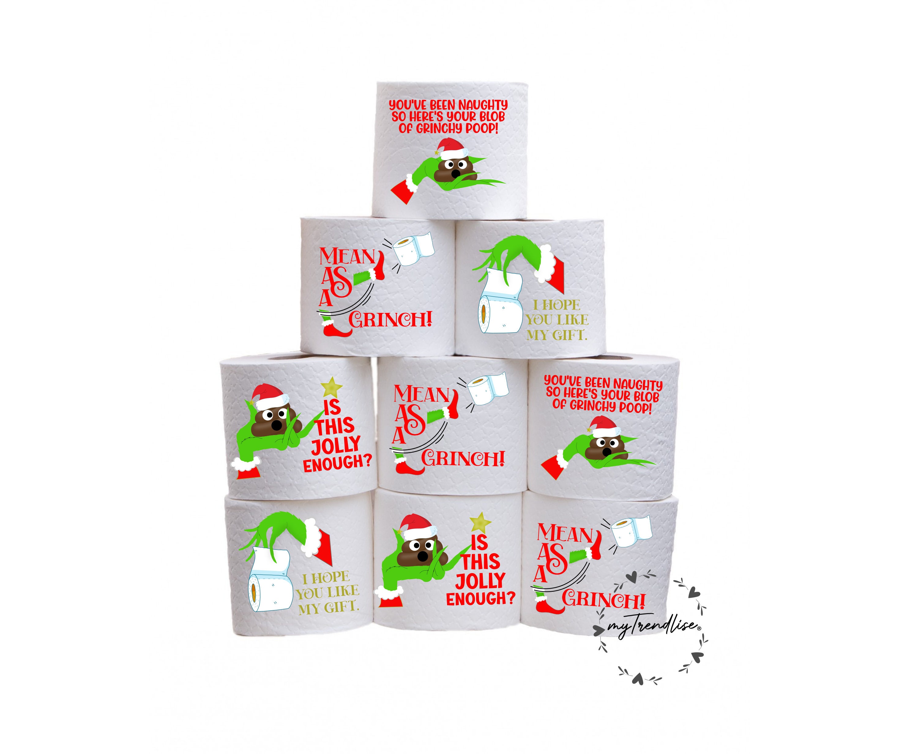 Christmas Toilet Tissue Paper Digital PNG Bundle of 4 Gag Gift for Christmas Sublimation 300 Dpi