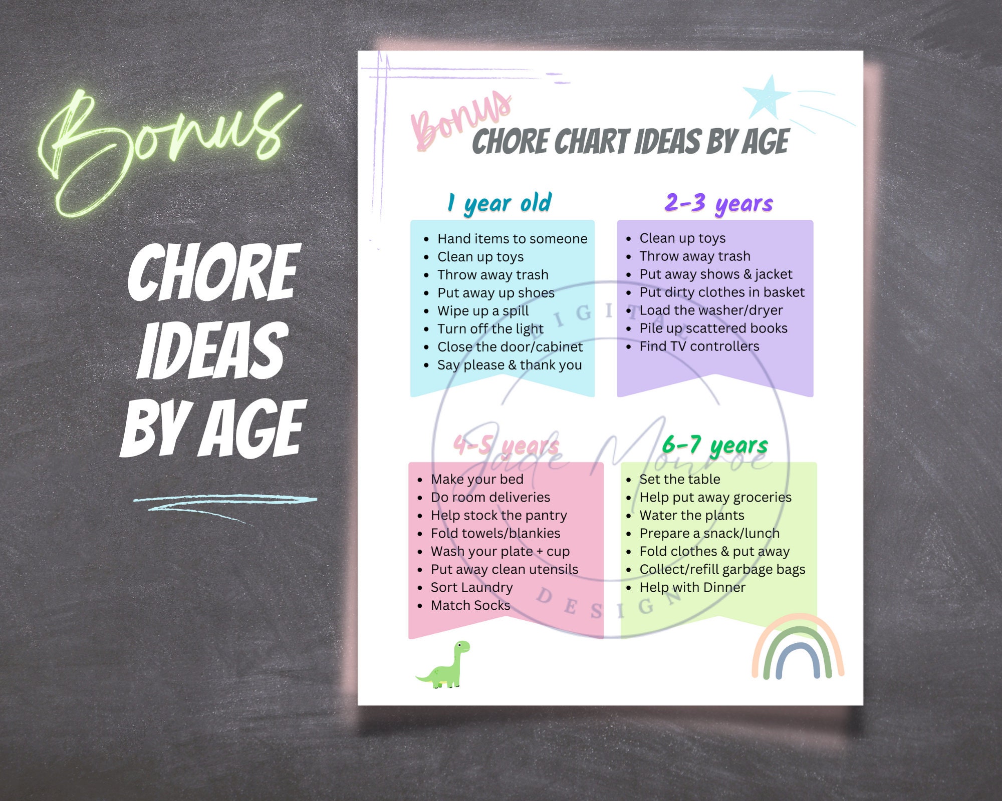 Chore Chart for Kids Sticker Star Chart for Family Weekly Personalized ...