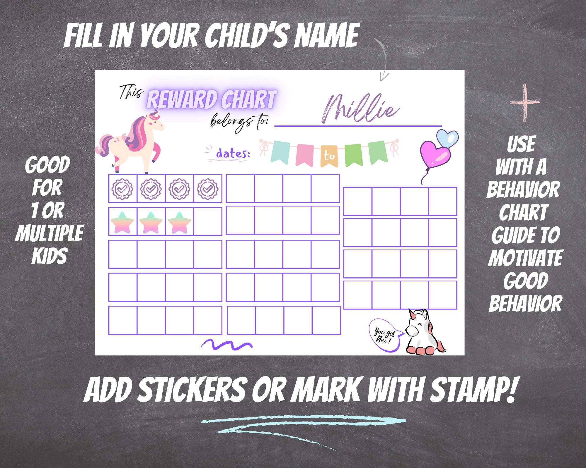 Kids Reward Chart for Family Printable Sticker Chart for Kids Daily ...