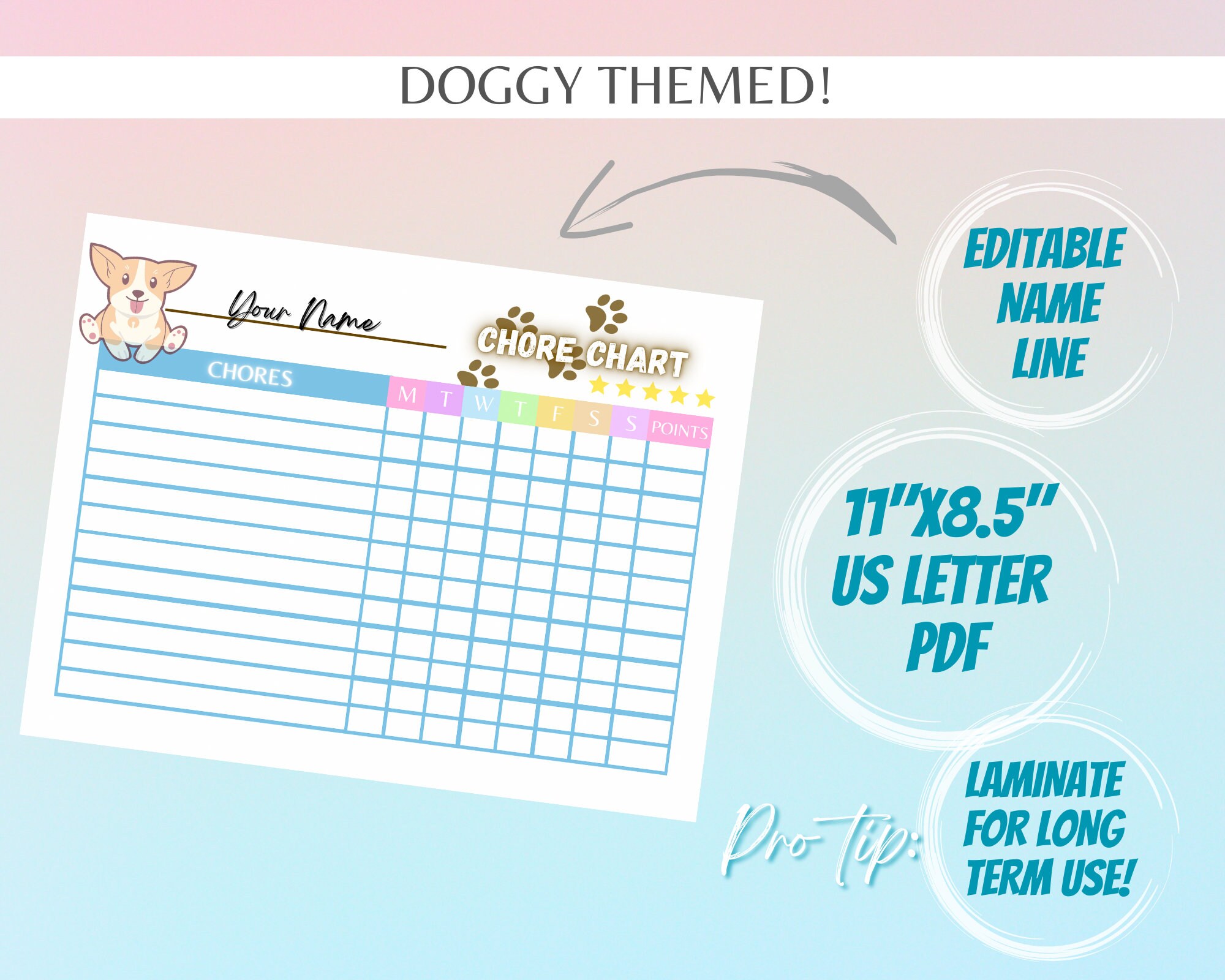 Chore Chart for Kids Sticker Star Chart for Family Weekly Personalized ...