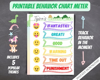 Behavior Chart For Kids Customizable Editable Tracker for Toddlers Daily Personalize at Home Classroom Printable Good Behavior System