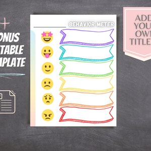 Behavior Chart for Kids Customizable Editable Tracker for Toddlers ...