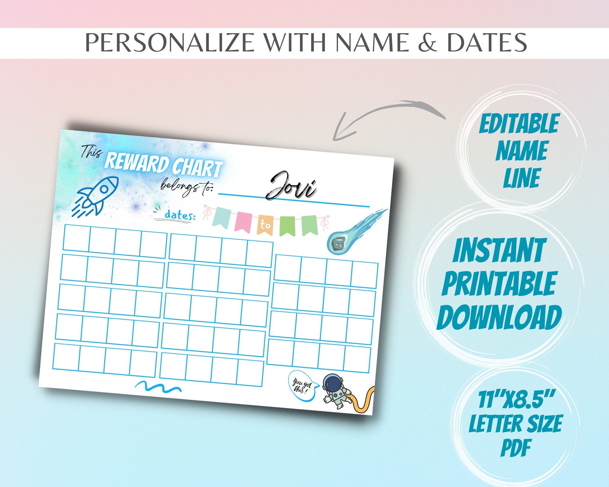 Kids Reward Chart for Family Printable Sticker Chart for Kids Daily