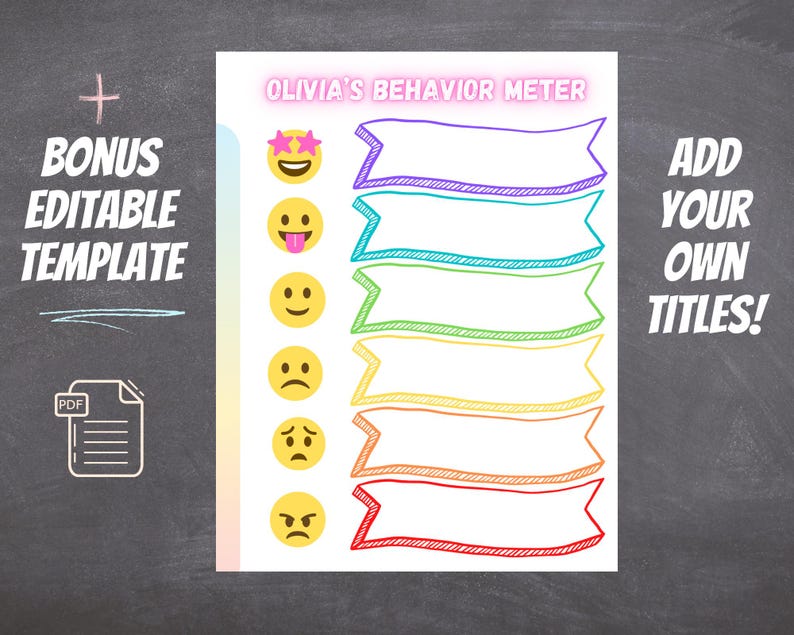 Custom Behavior Meter for Kids – Personalized Chart, Instant Download ...