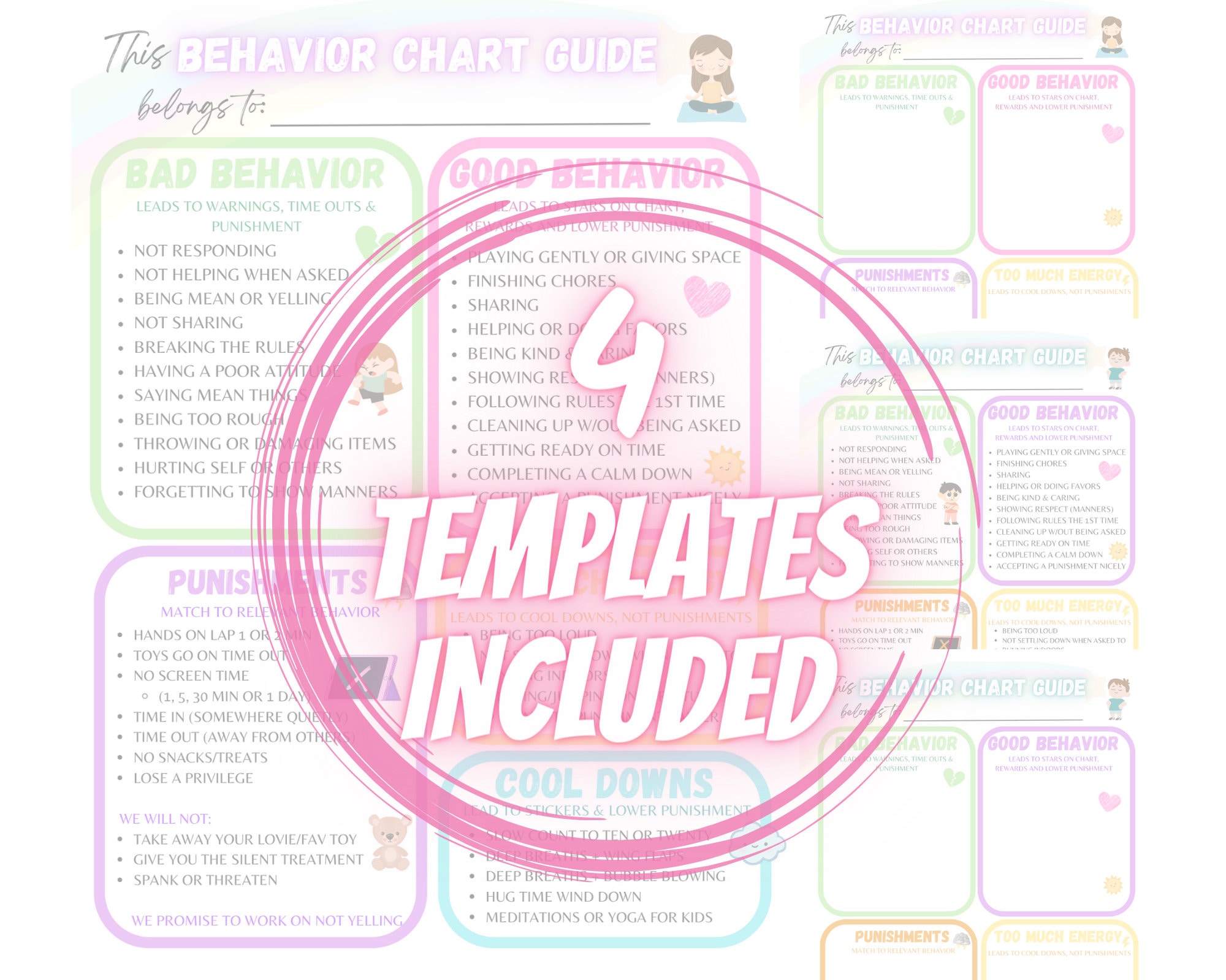 Behavior Chart for Kids Customizable Routine Instant Download Weekly ...