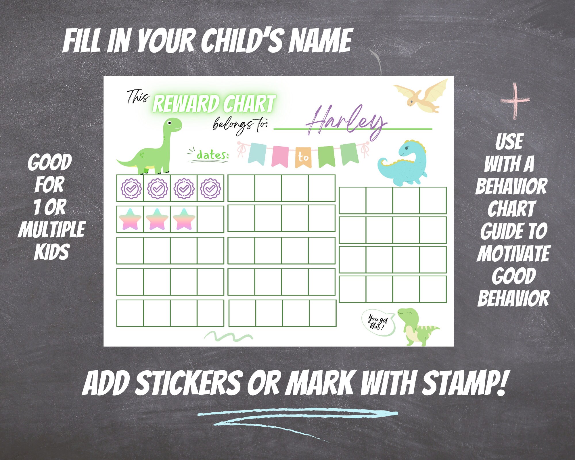 Kids Reward Chart for Family Printable Sticker Chart for Kids Daily ...