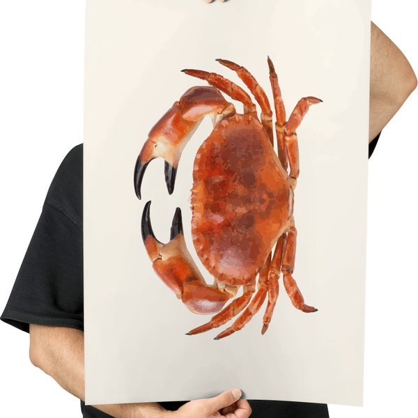 Printable Crab Artwork - Instant Digital Download, Marine Life Illustration, Coastal Wall Decor by Hektor Company