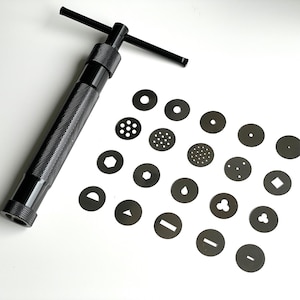 Clay Extruder, Black Squeezer With 20 Unique Discs, Stainless Steel Handcraft Tool