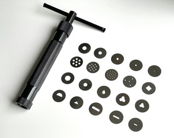Extrudeuse d'argile, presse-agrumes noir avec 20 disques uniques, outil artisanal en acier inoxydable