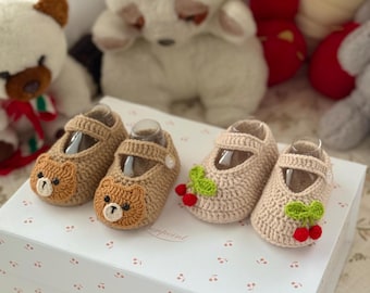 Crochet Baby Soft Shoes for 0-12 months, Handmade Baby Shower Gift, Cute Newborn Gift, Floor Shoes 11cm