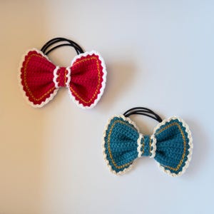 Handmade Crochet Bow Hair Tie – Knit Ponytail Holder