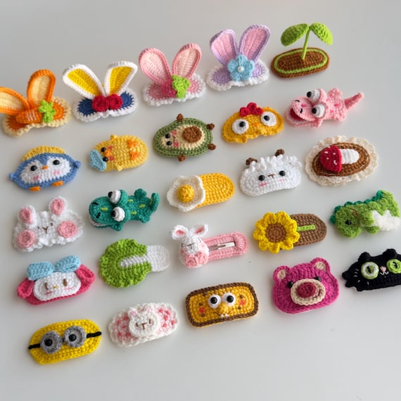 Crochet Hair Clips, Cute Cartoon Hair Accessories, Handmade Eye-catching Unique Hair Pin, Great Gifts for Adults Kids and Babies
