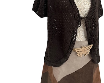 Vintage 70s Cream Suede Butterfly Belt: Boho Tassel Waistbelt