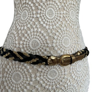 Vintage 70s Woven Belt: Gold & Black Plaited Waistbelt - Etsy display picture 1