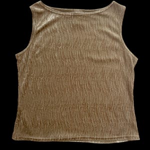 Vintage Gold Crushed Velvet Vest Top: Size 12-14, Boho Festival Style