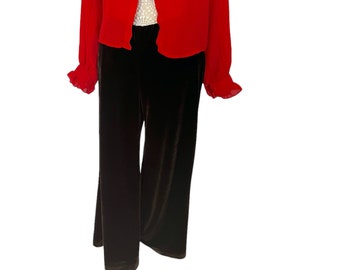 Pantalon bootleg évasé en velours marron pour femmes vintage, taille 12, années 90, 70, 1970 Style Groovy Psych Groupie